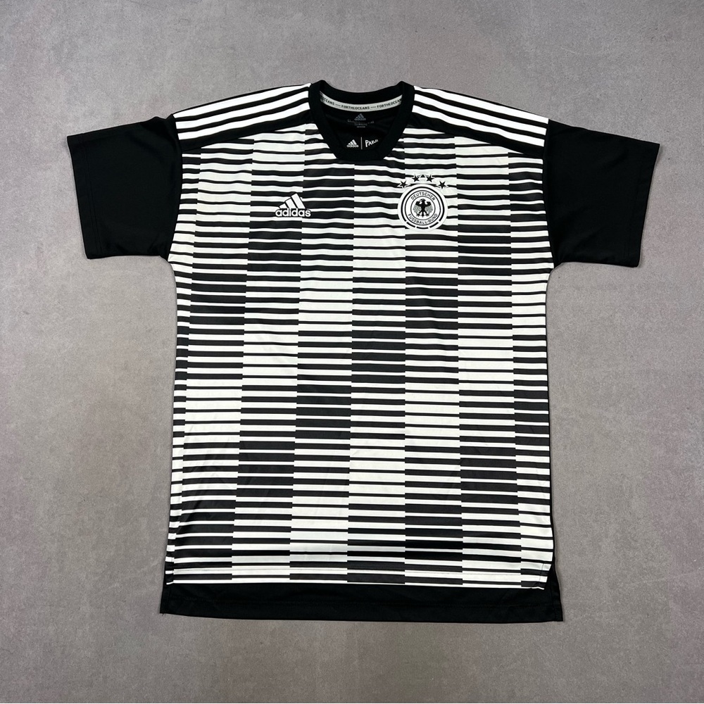Adidas Black and White Striped Soccer Jersey